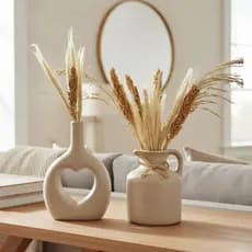 DUPLA DE VASO E JARRO DECORATIVO COM FLORES SECAS DECORAÇÃO DE CASA