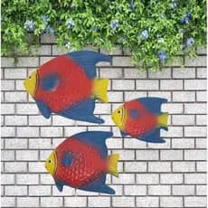 trio de peixes para colocar na parede enfeite jardim piscina