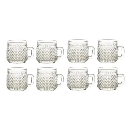 Conjunto 8 Xicaras Canequinha Café Chá Vidro Pequena 65ml