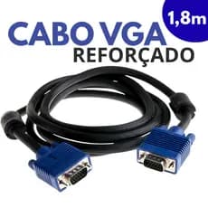 Cabo VGA 1,8m MachoxMacho Reforçado e Resistente com Parafusos–Ideal para Monitores,PCs e Projetores