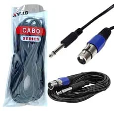Cabo De Microfone Profissional P10 Mono x XLR Fêmea 5 Metros