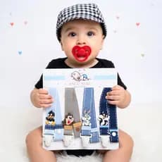 Kit Com 4 Prendedor de Chupeta Menino Bico Bebe ColeçãoTurminha Angu Bebê