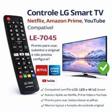 Controle LG Smart TV Com Netflix Amazon Prime YouTube LE-7045 Compatível LCD LED Pronto Uso