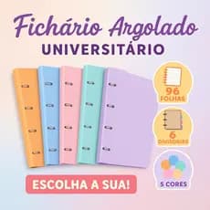 Fichário Argolado Cores Pastel Universitário Candy Sweet ACP 96 Folhas 6 Divisórias 4 Argolas