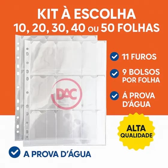 Kit com 10 à 50 Folhas para Cards e Cartas para fichário pasta Álbum Pokémon Magic Yugioh Kpop Photocards