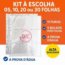 Kit com 5 à 30 Folhas para Cards e Cartas para fichário pasta Álbum Pokémon Magic Yugioh Kpop Photocards