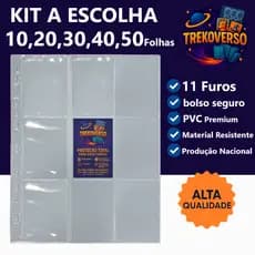 Kit com 10 à 50 Folhas para Cards e Cartas para fichário pasta Álbum Pokémon Magic Yugioh TCG rpgs