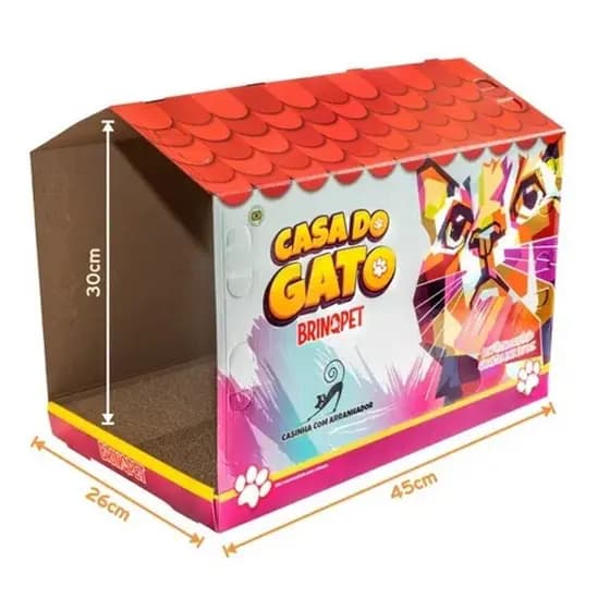 Arranhador Casa de Gato Casinha Toca Brinquedo de Papelão Anti-Estresse
