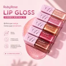 Lip Gloss Ruby Rose Brilho Intenso Efeito Molhado Glitter Hidratante Vitamina E Original