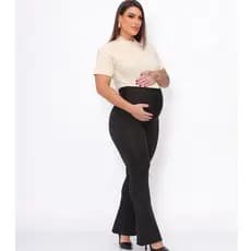 Grávida Legging Flare Maternidade Calça Gestante Cós Alto Calça Sustenta Barriga