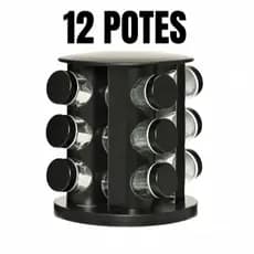 Porta Tempero Condimento 12 Potes Frascos Giratório Brinde Caneta e Etiqueta Decoração