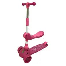Patinete Infantil scooter dobrável com Led 3 rodas 2 em 1 até 60Kg Rosa