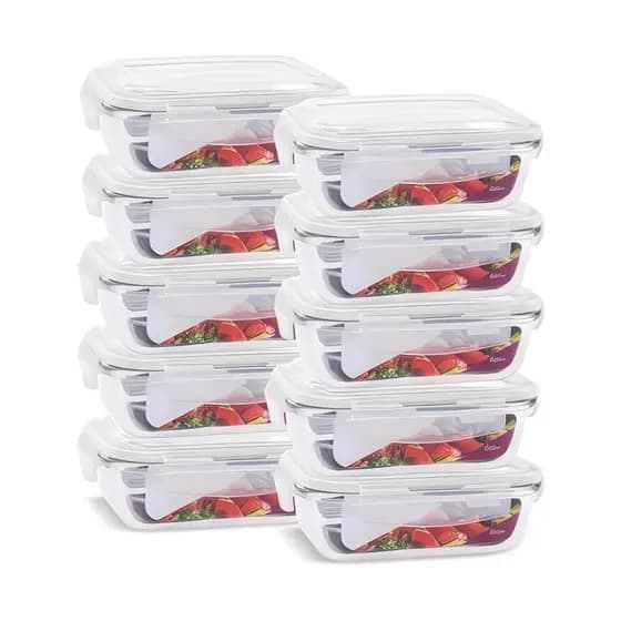 Conjunto Premium 10 Potes de Vidros Herméticos 640ml Resistentes, Vedação Total e Alta Durabilidade