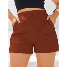 Short Shortinho PREMIUM linho Feminino DANI LINHO Com botão e elástico