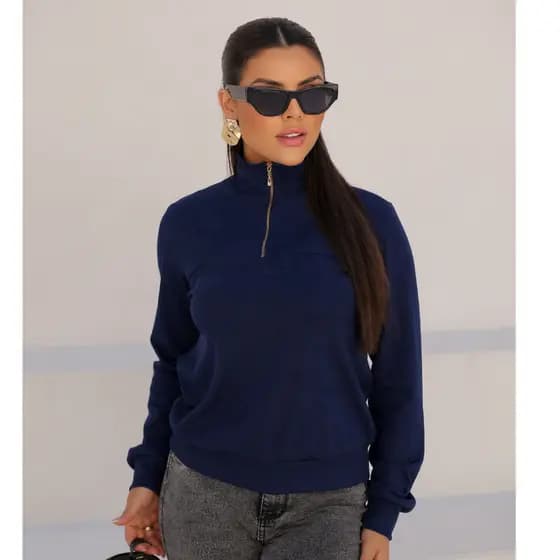 Jaqueta Feminina Gola Alta LIZ Premium em Ribana Canelada Elegância e Conforto com ziper