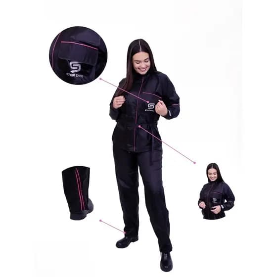 Capa De Chuva Moto Motoqueiro Nylon Luxo Feminina