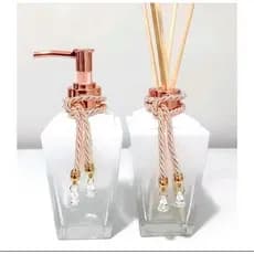 Kit Banheiro Difusor e Porta Sabonete Líquido  Trapézio Degradê - Pingentes Decorativo + Varetas