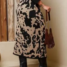 SAIA LONGA COW ANIMAL PRINT INVERNO FRIO ESTILO MODA PLUS SIZE