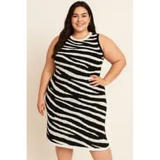VESTIDO PLUS SIZE ANIMAL PRINT ZEBRA