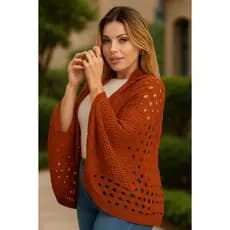 Colete Casaco Kimono Capa Blusa Inverno Delicado Inverno Frio TRICOT TAMANHO ÚNICO - PLUS SIZE