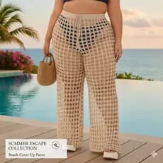 CALÇA RENDADA SAIDA DE PRAIA TRICOT VERAO PLUS SIZE