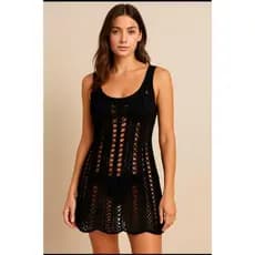 Vestido Saída de Praia Crochê Vazada Moda Praia
