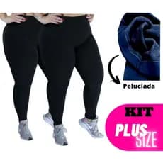 Kit 2 Calça Legging Flanelada Plus Size Grossa Forrada Peluciada Atacado