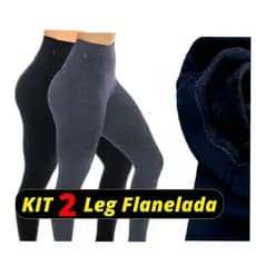 Kit Calça Legging Flanelada Peluciada Forrada Aveludada Termica