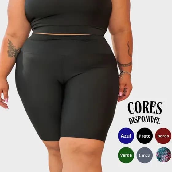 Bermuda Feminina Plus Size Legging Ciclista Academia Fitness Poliester G1 G2 G3 Curvy