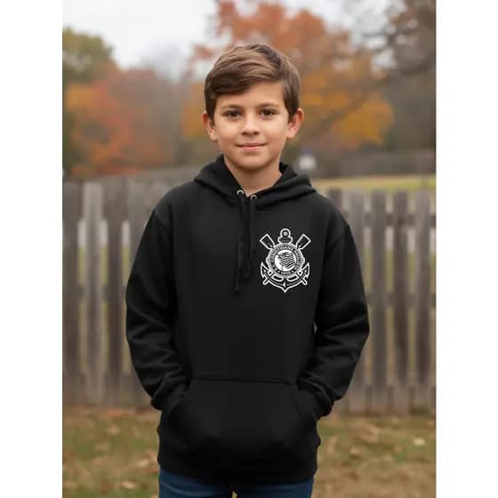 Moletom Infantil Blusa Agasalho Time Timao Juvenil Criança Canguru Bolso 2 ao 14