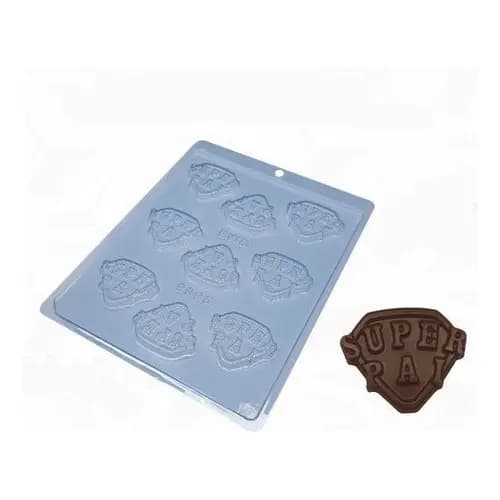 Kit com 4 Formas Simples Para Chocolate Escudo Super Pai Bwb Cod 9995 Feliz dia dos Pais