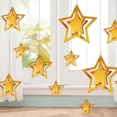 Kit Enfeites Estrela Decorativa De papel Tipo Móbili 11Pçs