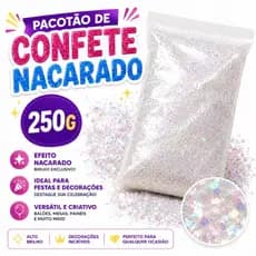 Confete Nacarado 250g para Balões Transparente Bubble Decoração Festa Brilho Papel de Parede Líquido