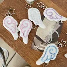 cu INS Estilo Retro Tecido Estrela Corrente Asa Pingente Chaveiro Y2K Anjo Do Telefone Móvel Ornamento Decoração Acessór