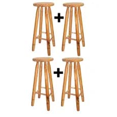 4 Bancos Madeira Maciça 70cm Alta Banqueta Tamborete Reforçado kit conjunto