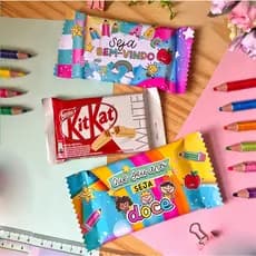 ENVIO RÁPIDO - Adesivo para Kit Kat - Embalagem Chocolate 41g - Embalagem para Chocolate Volta às Aulas