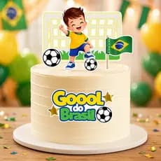 ENVIO RÁPIDO -Topo de Bolo Futebol - Decoração de Festa -Topper de Bolo - Topo de Bolo Personalizado