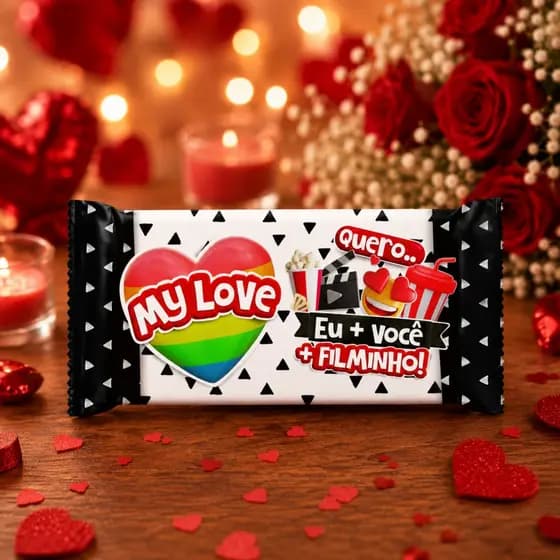ENVIO RÁPIDO - Adesivo para Chocolate 90g - Adesivo Dia dos Namorados - Embalagem Chocolate - Adesivo Personalizado
