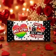 ENVIO RÁPIDO - Adesivo para Chocolate 90g - Adesivo Dia dos Namorados - Embalagem Chocolate - Adesivo Personalizado