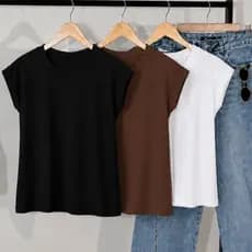 Kit 3 Blusas Regatas Femininas Muscle Tee T-Shirt 100% Algodão Básica