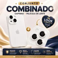 Kit Completo Para Iphone Capinha/Case Silicone + Lente Luxo Glitter