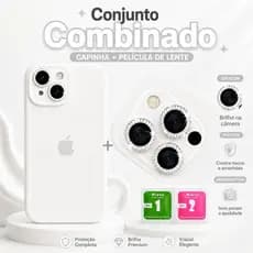 Capinha/Capa/Case de Silicone IPhone + Kit Lente Protetora Câmera Diamante Para iPhone 11 12 13 14 15 16 17 PRO MAX