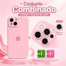 Capinha Silicone+ Kit Lente Protetora de Câmera Para IPhone 11 12 13 14 15 16 17 PRO MAX
