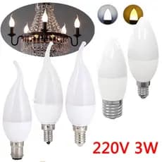 E14 led Vela Lâmpada E27 Luz Lustre Velas 3W 220V Lâmpadas Decoração Branco Quente Economia De Energia