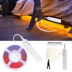 Fita LED De 5V COB Alimentada Por Bateria Com Interruptor Sensor De Movimento PIR Flexível De Alta Densidade 320Leds/m FOB Sob A Lâmpada Da Cama Iluminação Do Corredor Guarda-Roupa