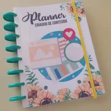 Planner Criador de Conteúdo Disco Infinito Sistema Inteligente Capa Folhas Reposicionáveis Girassol