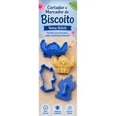 Kit de 3 cortadores e marcadores/Cortadores de biscoito tema Stich