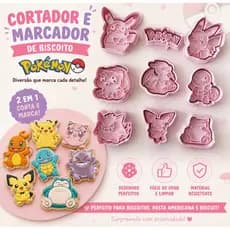 Kit 9 cortadores e marcadores/cortadores biscoito Pokémon