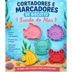 Kit com 6 Cortador e marcador de biscoito/ Cortador de biscoito Fundo do Mar
