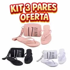 KIT 3 PARES DE CHINELO LUIZA LIZ COM NECESSAIRE